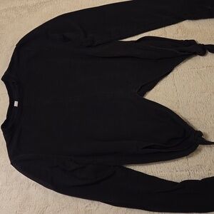 Athleta Samsara Black Side-Tie Long Sleeve Sweatshirt